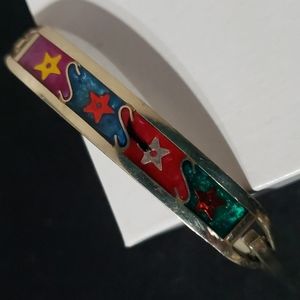 Vintage Pretty Taxco Alpaca Sterling Mexican Sterling  Bangle Bracelet.